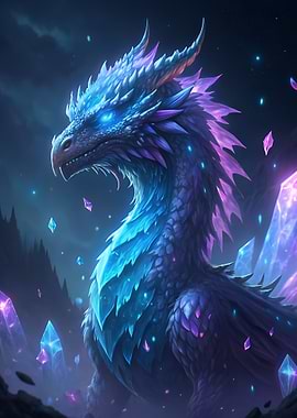 Blue and Purple Crystal Dragon