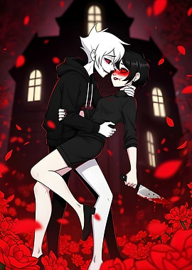 Romantic Horror Couple with Bloody Knife