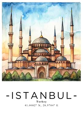 Istanbul Turkey Watercolor Art Print