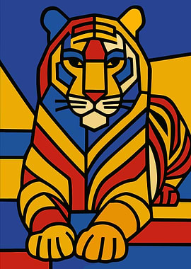 Abstract Tiger Picasso Art