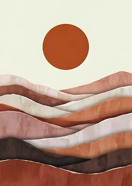 Abstract Landscape with Sun and Hills