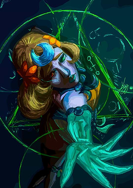 Mystical Woman with Horns and Magic