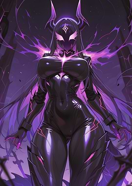 Dark Anime Character with Purple Energy