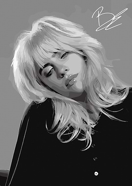 Billie Eilish monochrome digital portrait