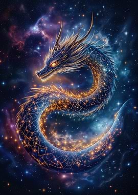 Cosmic Dragon in Starry Sky