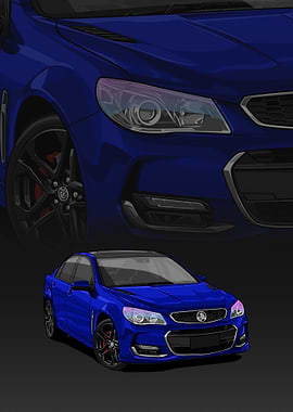 Blue Holden VFII Commodore Illustration