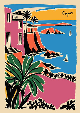 Capri Coastline Illustration
