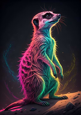Neon Meerkat Standing Alert