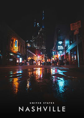 Nashville at Night: Cityscape Reflections