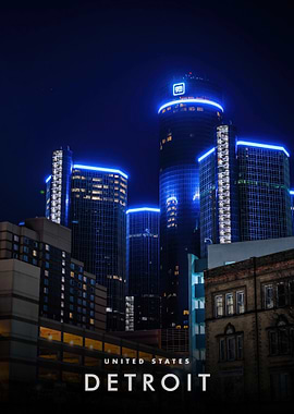 Detroit Skyline at Night
