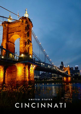 Cincinnati Bridge at Night