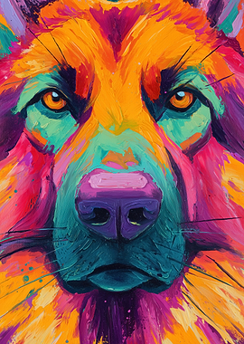 Colorful German Shepherd Portrait