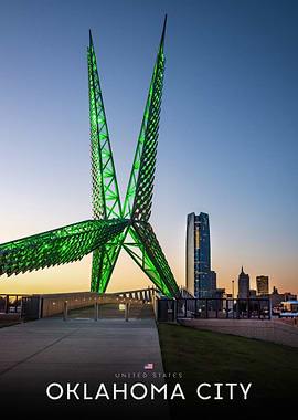 Oklahoma City Skyline with Skydance Bridge