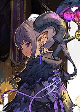 Horned Girl with Purple Eyes