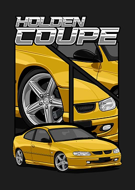 Yellow Holden Coupe Car Illustration
