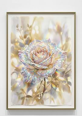 Iridescent Rose Watercolor Painting