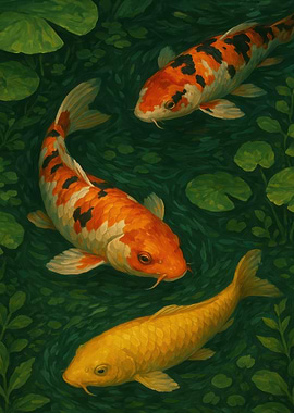 Koi Fish Pond Painting