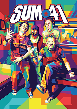 Sum 41 Band Colorful Portrait