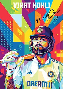 Virat Kohli Colorful Portrait
