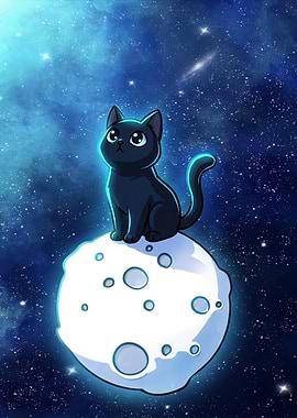 Black Cat on the Moon