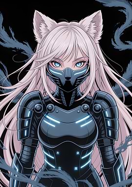 Anime Girl in Cyberpunk Armor