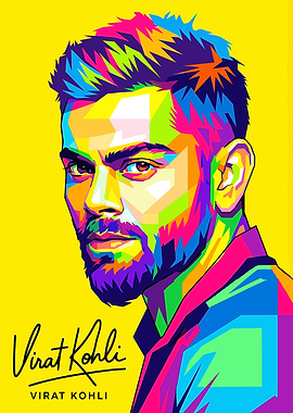 Virat Kohli Colorful Portrait