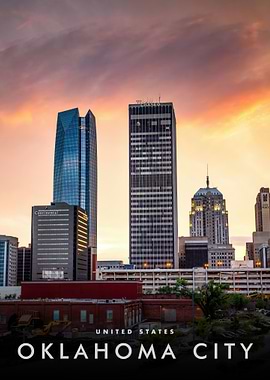 Oklahoma City Skyline at Sunset