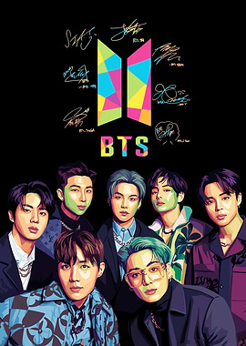 BTS Group Portrait with Logo and Signatures
