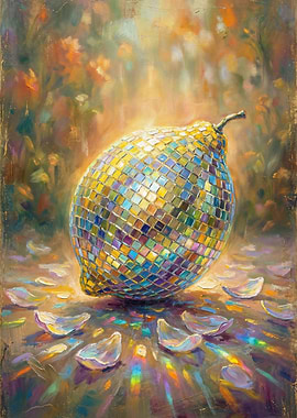 Disco Pear Still Life Painting