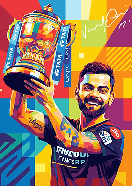 Virat Kohli IPL Trophy Pop Art