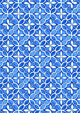 Blue and White Floral Tile Pattern