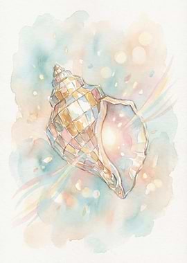 Watercolor Seashell with Pastel Hues