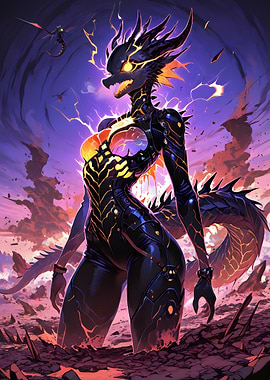 Dragon humanoid with glowing energy