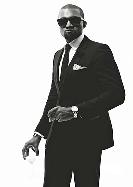 Kanye West in Suit with Drink