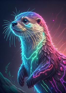 Neon Otter Portrait