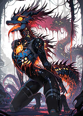 Dragon-Human Hybrid in Forest