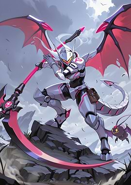 Futuristic Dragon Knight with Scythe