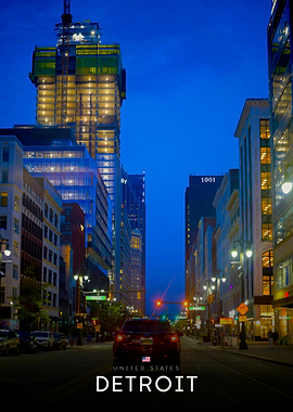 Detroit Cityscape at Night