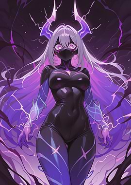 Anime Girl with Horns and Mask