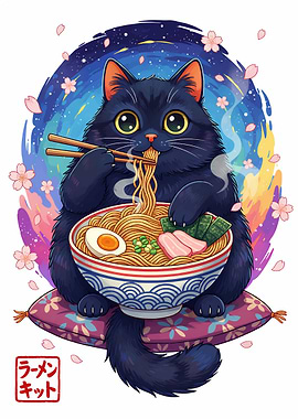 Black Cat Ramen Dreams Cherry Skies