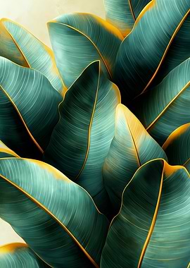 Emerald and Gold Leaf Pattern