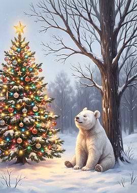 Christmas Tree and White Bear