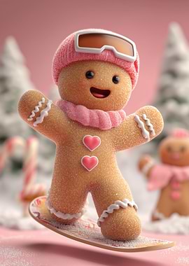 Gingerbread Man Snowboarding