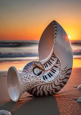 Seashell Musical Instrument on Beach