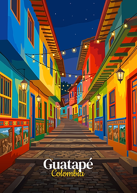 Guatape Colombia Colorful Street Scene