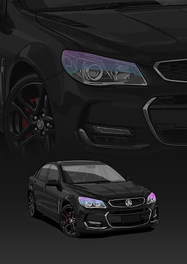 Black Holden VFII Commodore Illustration