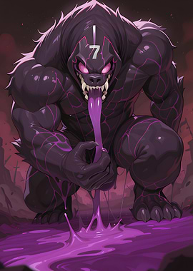 Monster with Purple Slime and Number 7