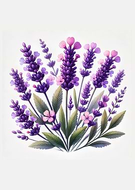 Lavender and Violet Flowers - cute purple floral graphic blossoms design