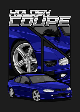 Holden Coupe Blue Car Illustration
