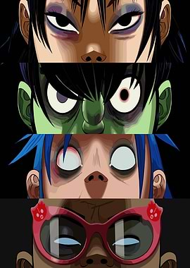 Gorillaz Faces Close-Up